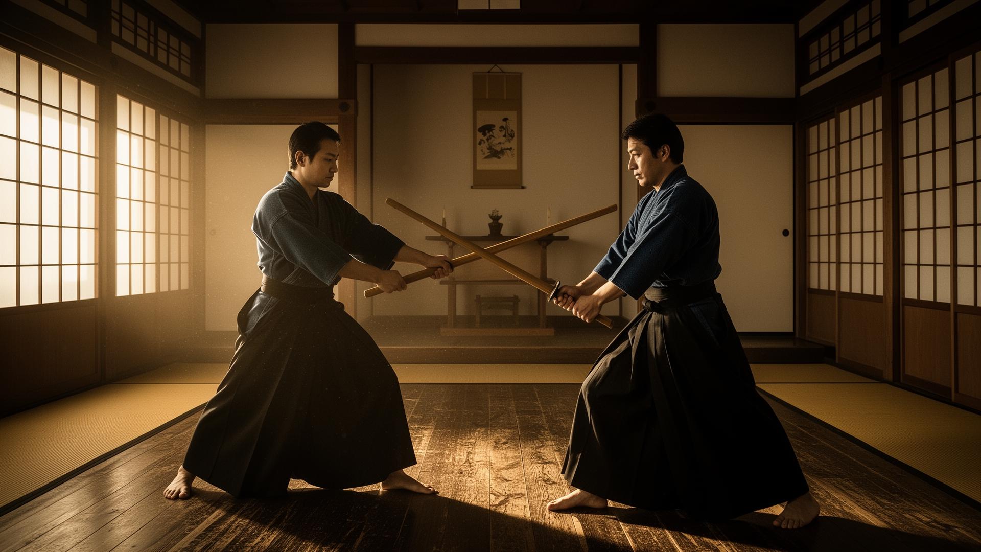 Shingankan Dōjō en Teruel — práctica de artes marciales tradicionales japonesas (kōryū bugei) con bokken en un dōjō clásico